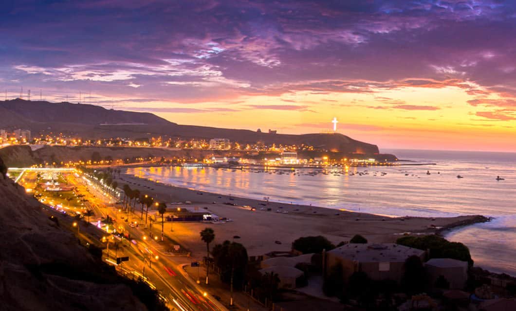 Beach in Lima, Peru at sunset