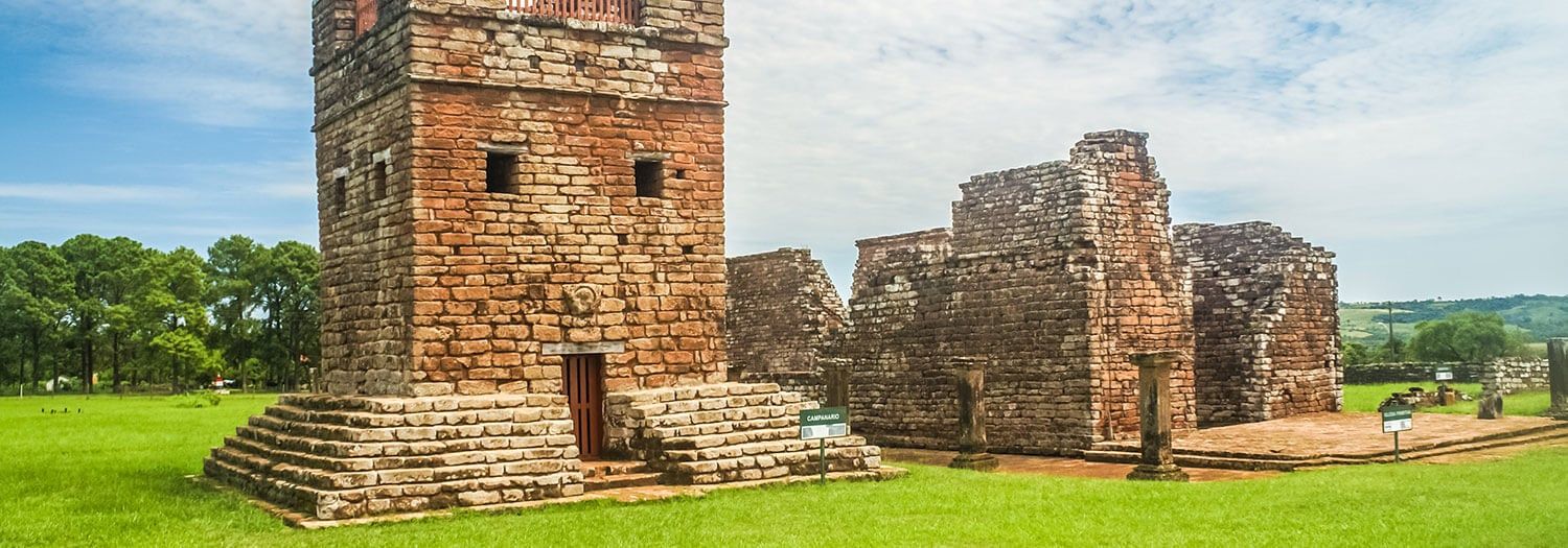 Historic Jesuit Mission ruins on a sunny day in Spring