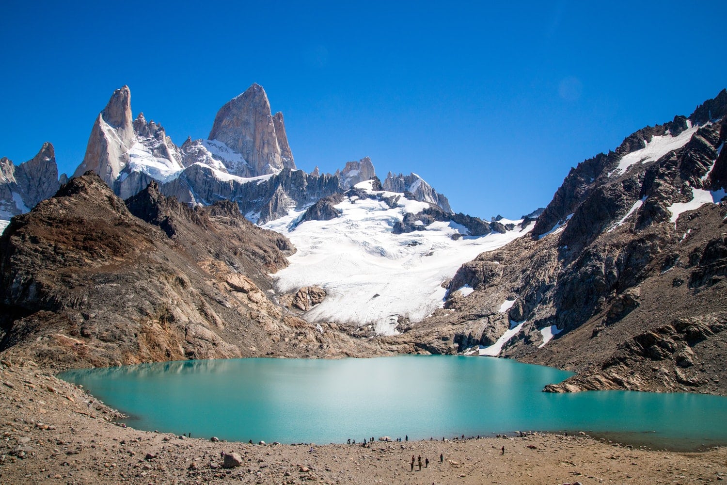 Mount Fitz Roy rising above El Chaltén, the trekking capital of Argentine Patagonia